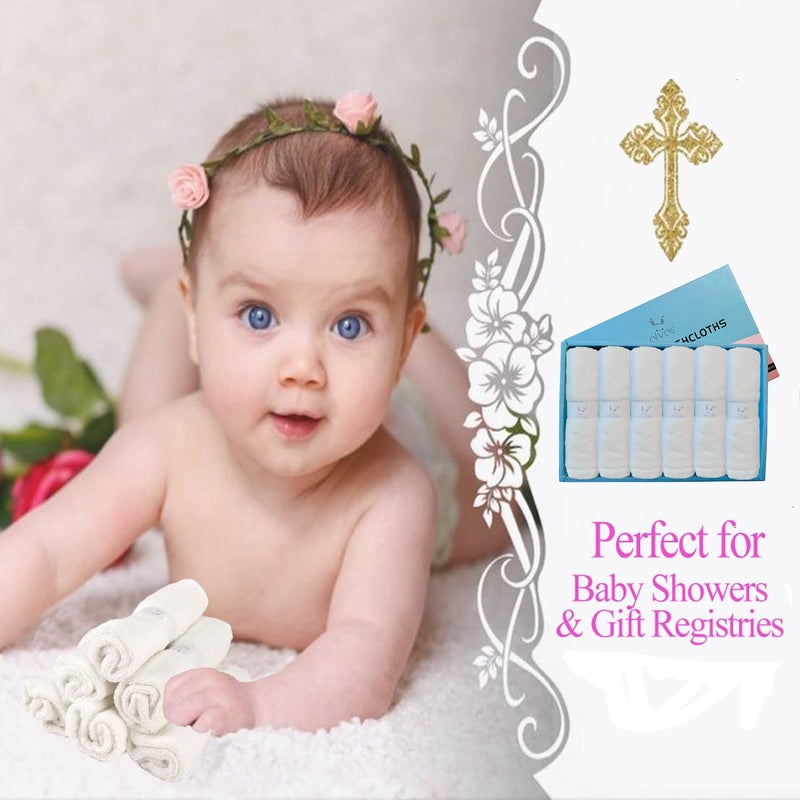 elves Bamboo Viscose Face Cloth - Soft Washcloths for Baby & Adult - Organic Wash Clothes for Body and Face 10'' x 10'' - Reusable Makeup Remover Face Towel - Set of 6 (White) - Image 2